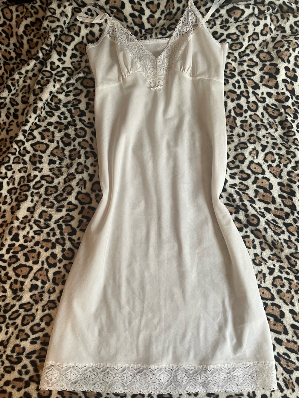 ♡ Ivory Lace Trim Slip Dress